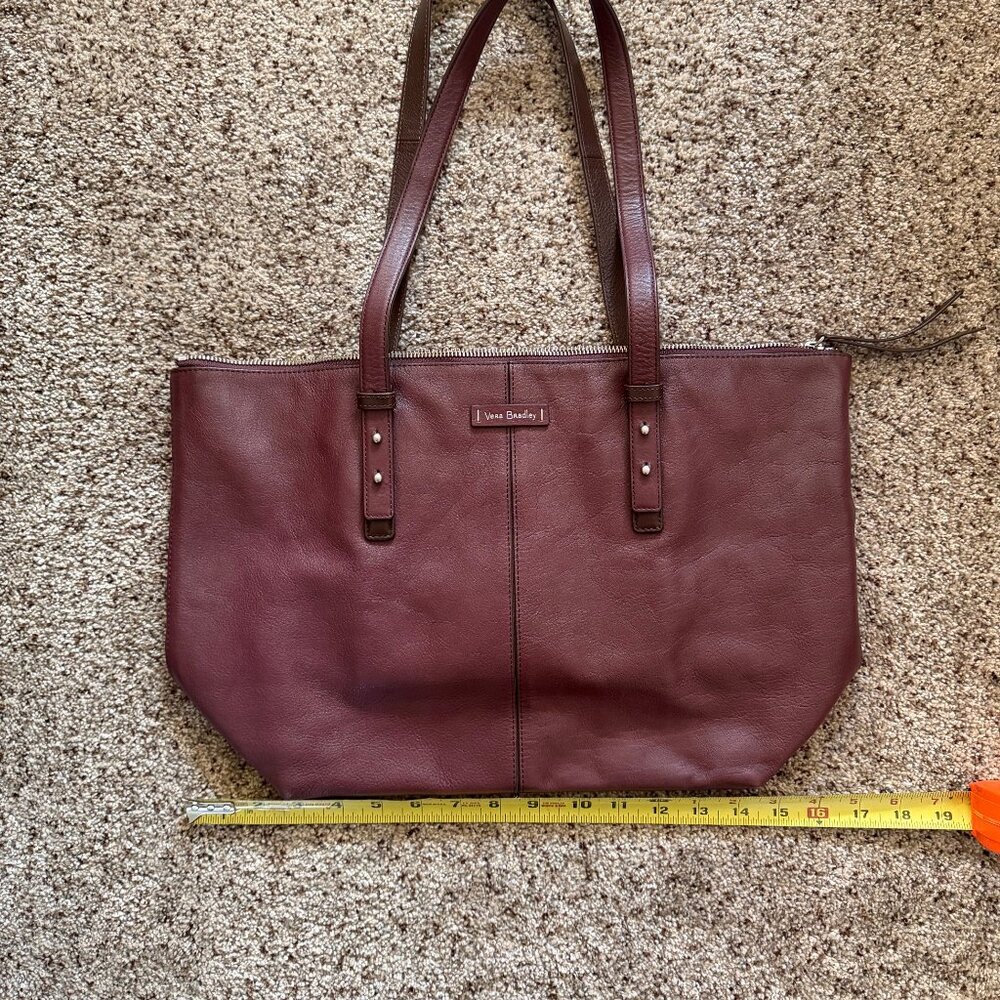 Vera Bradley Gallatin Leather Mahogany Tote Bag